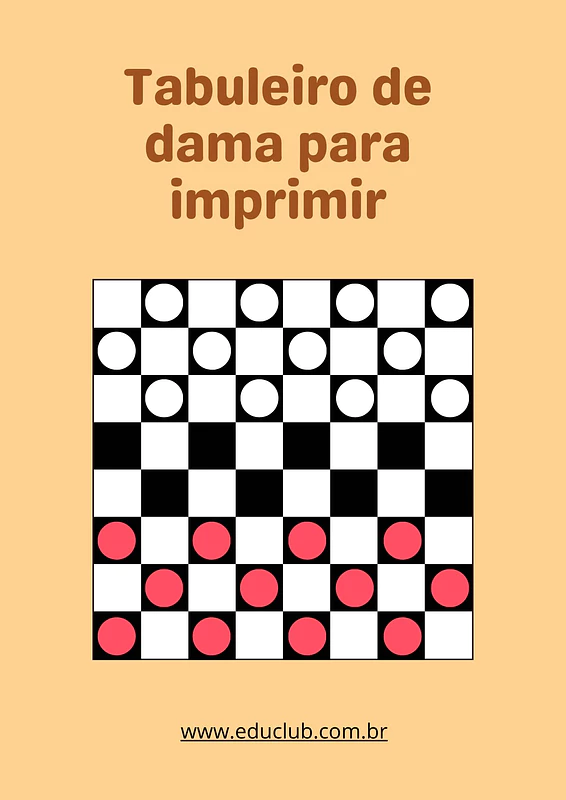 Tabuleiro de damas para imprimir: Jogo completo com peças e regras ...